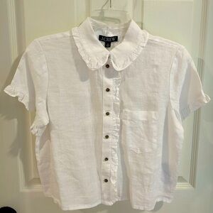 NWT J. Crew White Linen Top